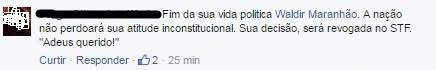 Comentários no Facebook de Waldir Maranhão