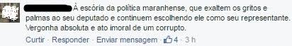 Comentário no Facebook de Waldir Maranhão