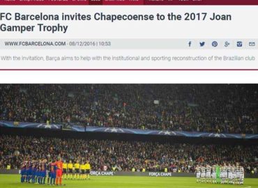 Barcelona convida a Chapecoense para a disputa do Troféu Joan Gamper