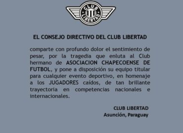 Club Libertad, do Paraguai, disponibiliza elenco para Chapecoense