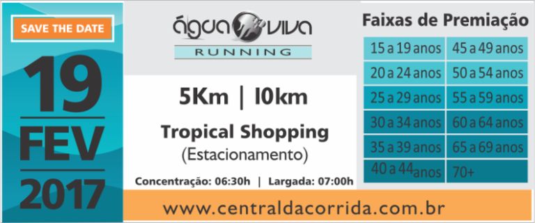 Corrida Água Viva acontece neste domingo