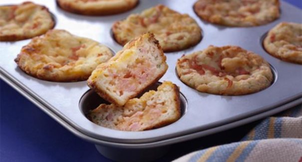 Muffin de arroz com presunto e queijo
