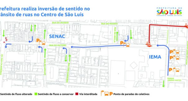Sentido no trânsito de ruas no Centro de São Luís será modificado