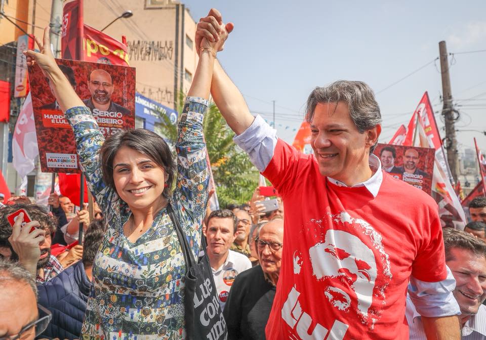 Chapa composta por Manuela D'avila (PCdoB) e Fernando Haddad (PT) lidera no Maranhão (Foto: Ricardo Stuckert)