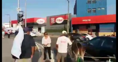 Mulher dá chicotadas em carroceiro no trânsito de São Luís