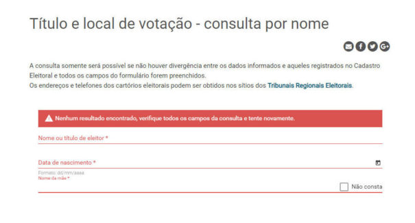 Instabilidade em site do TSE não permite consultas