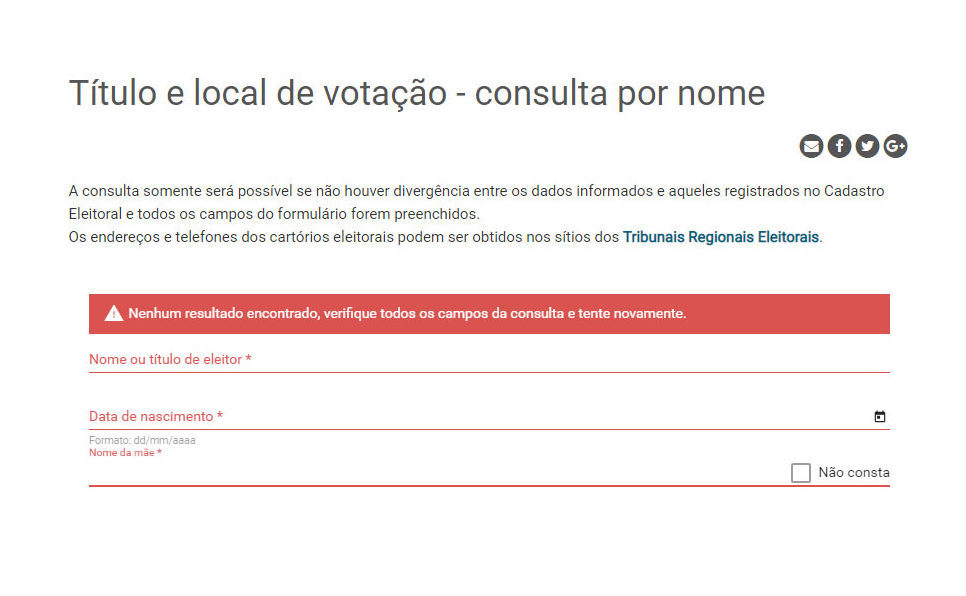 Instabilidade em site do TSE não permite consultas