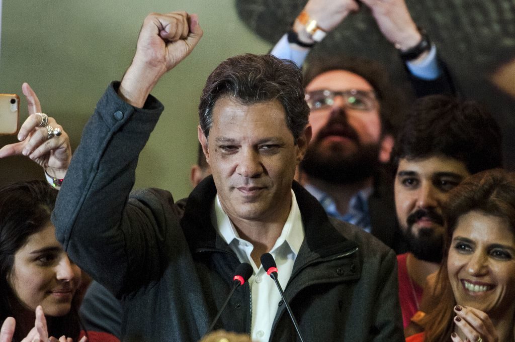 O candidato à Presidência da República, Fernando Haddad, durante declaração após resultado do primeiro turno das eleições. (Foto: Agência Brasil)