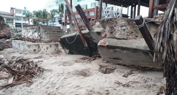 Ondas de até 3 metros destroem parte da orla de Luís Correia
