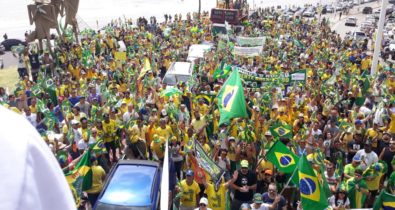 Confira as fotos da manifestação a favor do governo de Bolsonaro na Av. Litorânea