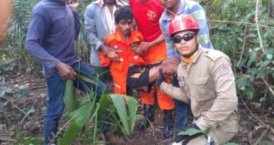 Bombeiros resgatam homem que estava perdido há quatro dias em mata no interior do Maranhão