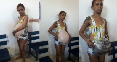 Falsa grávida é presa transportando 5 kg de drogas