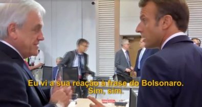 Câmera flagra Macron e Piñera reclamando do comportamento de Bolsonaro