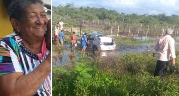 Carro bate em animal, capota e idosa morre na BR-402