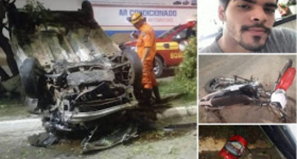 Colisão entre carro e moto com três ocupantes deixa uma pessoa morta