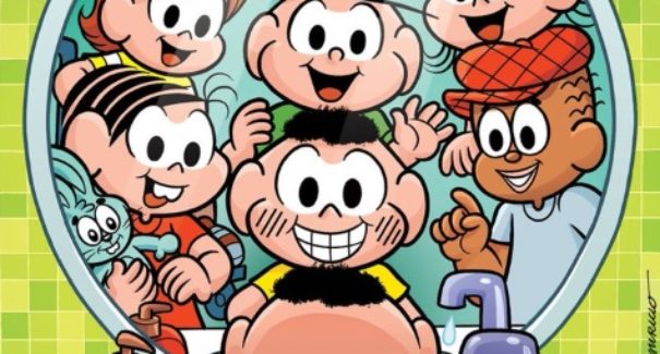Ilustração mostra Cascão lavando as mãos para se prevenir do coronavírus