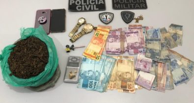 Polícia prende casal de traficantes e apreende um saco com maconha