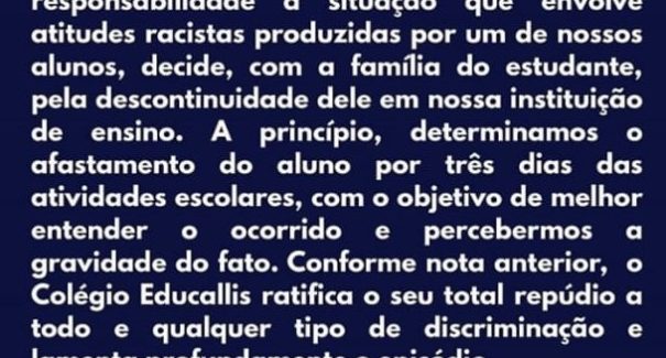 Colégio particular de São Luís expulsa aluno por comentários racistas após revolta em redes sociais