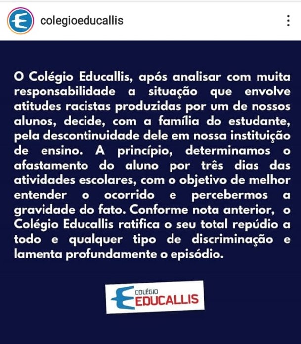 Colégio particular de São Luís expulsa aluno por comentários racistas após revolta em redes sociais