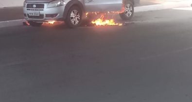 Veja vídeo: Carro pega fogo na Avenida dos Franceses em São Luís