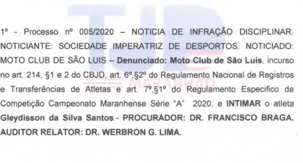 Denúncia do Imperatriz contra o Moto Club será julgada pelo TJD-MA