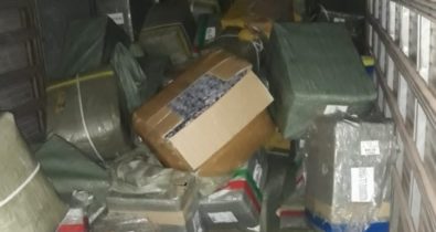 Cerca de cem caixas de mercadorias são apreendidas em carga de contrabando