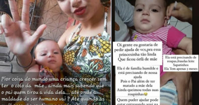 Moradores iniciam campanha de doação para ajudar bebê que teve a mãe morta