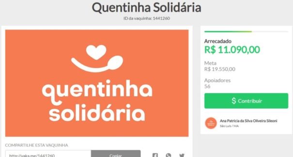 Vakinha virtual para Quentinha Solidária