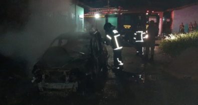 Veículo fica completamente destruído após incêndio em São José de Ribamar