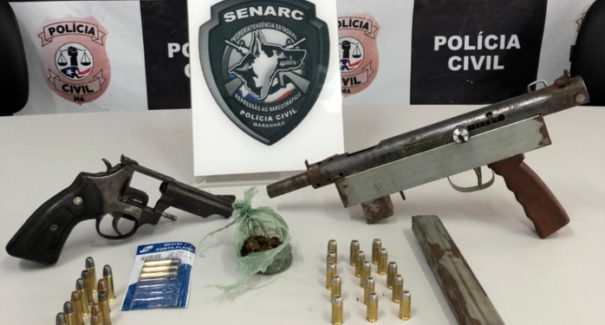 Polícia prende duas pessoas com  submetralhadora e revólver em Bequimão