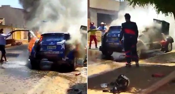 VÍDEO: fogo é registrado em carro de dupla maranhense no Rally dos Sertões