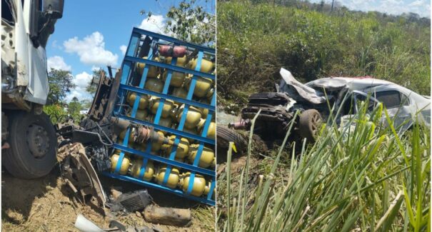 Duas pessoas morrem após colisão entre carro e caminhão na BR-135