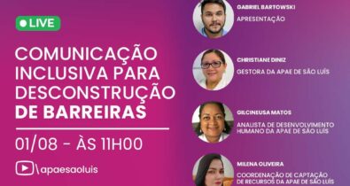 APAE São Luís faz live com o tema comunicação inclusiva em seu canal no youtube