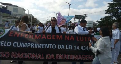 Em São Luís, trabalhadores protestam contra retirada do piso salarial da Enfermagem