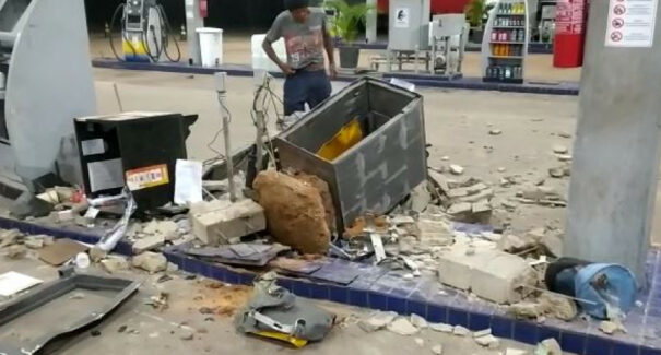Em Codó, cofre de posto de combustível é explodido e roubado novamente