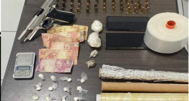Homem é preso em flagrante suspeito dos crimes de tráfico de drogas e posse ilegal de arma