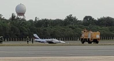 Avião de pequeno porte faz pouso forçado de barriga no Aeroporto de São Luís