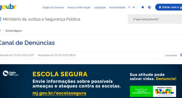 Ministério da Justiça cria novo canal de denúncia para combater massacres em escolas