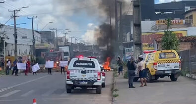 Funcionários de empresa terceirizada fazem manifestação contra a prefeitura de Paço do Lumiar