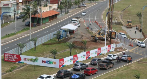 Colocação de estacas marca início da construção do Viaduto da Holandeses