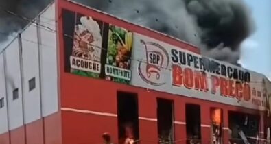 Supermercado é totalmente destruído por incêndio no interior do Maranhão