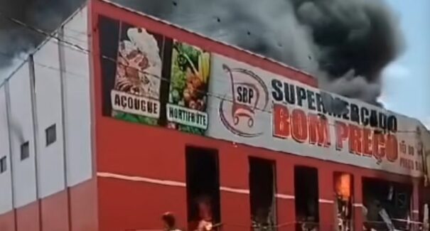 Supermercado é totalmente destruído por incêndio no interior do Maranhão