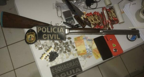 Operação da PM e PC termina com apreensão de drogas, munições e arma de fogo