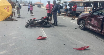 Acidente entre carro e moto tem um morto na Avenida Litorânea