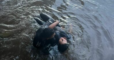 Policial militar salva mulher de afogamento no Rio Munim, em Cachoeira Grande