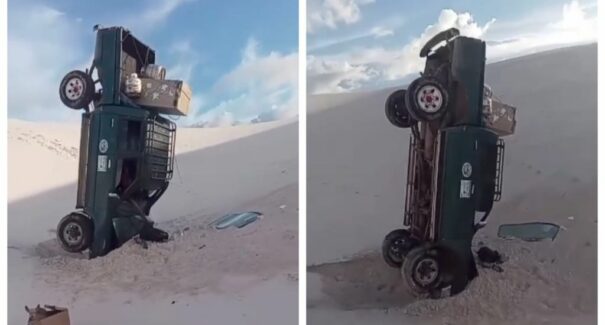 Caminhonete de passeio tomba em duna nos Lençóis Maranhenses
