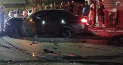 Motorista colide em poste e derruba energia na Cidade Operária, em São Luís