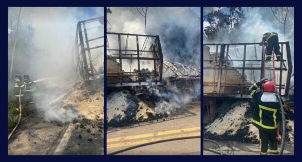 Carretas colidem e pegam fogo na BR-316, em Barra do Corda