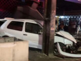 Motorista perde controle e carro atinge loja e poste na Curva do 90, em São Luís