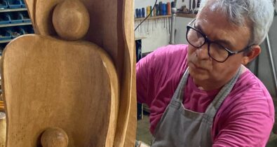 Artesão Edimar Nardaci expõe esculturas de madeira na galeria do Fórum de São Luís
